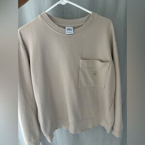 Zara Light Beige Crewneck Top